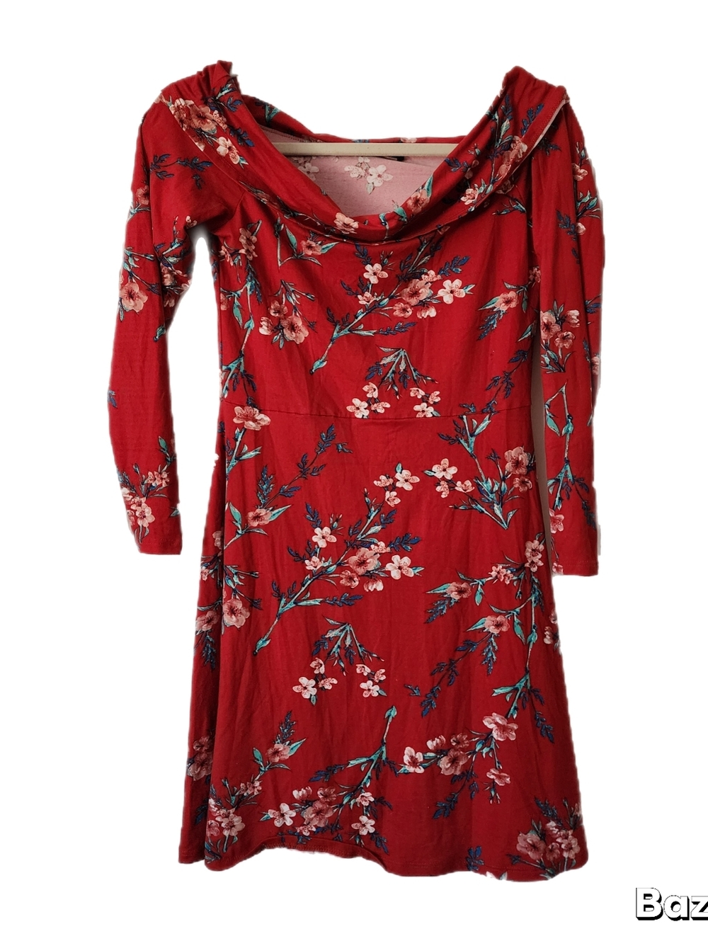Colette Dress Womens S Small Red Floral Cowl Neck